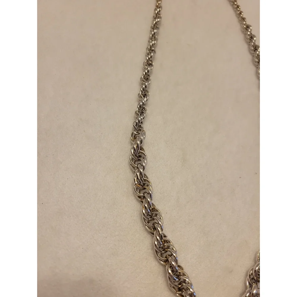 Chunky Twisted‎ Necklace Silver Tone Metal Rope Chain Minimalist Fashion Jewelry